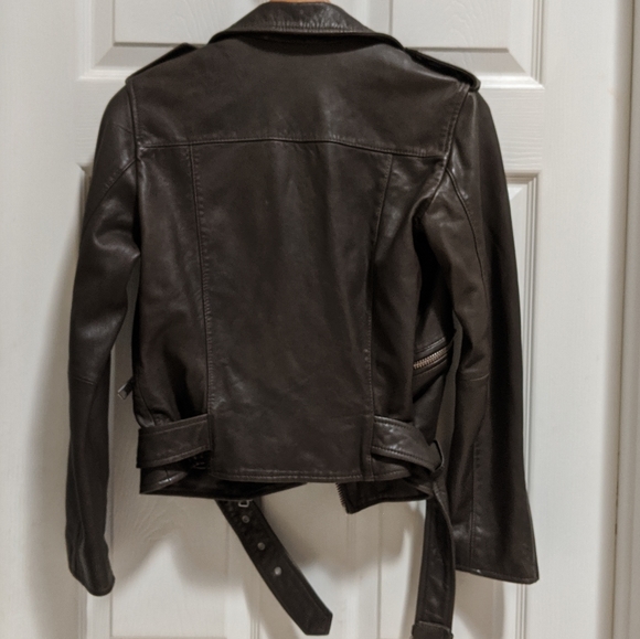 All Saints Balfern Leather Biker's Jacket Size 4 - Picture 7 of 16